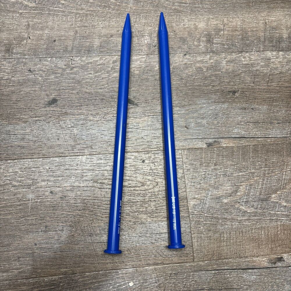 Susan Bates 2 Large Vintage Knitting Needles US 19 Blue Plastic 15 mm